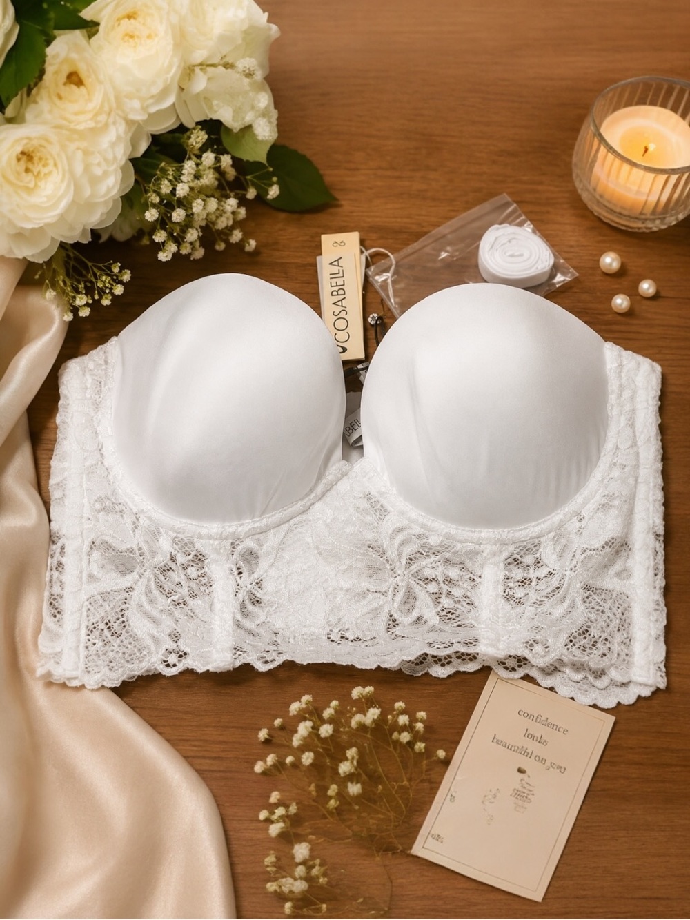 NWT Cosabella Jhansi Bustier Bra White Longline Strapless 34C